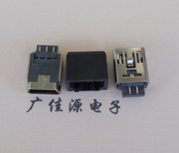 鄂州MINI USB 5Pin接口 带护套焊线母座 B型180度铜壳