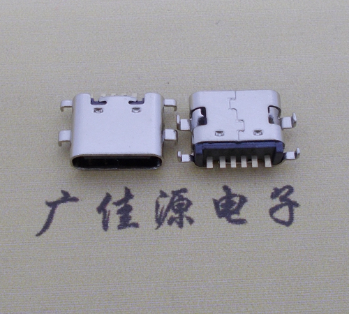 鄂州简易充电type c6P母座沉板1.6mm接口