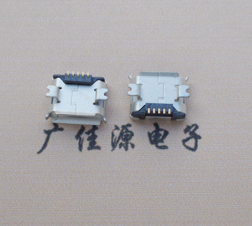 鄂州Micro USB 5PIN接口,B型垫高0.9mm鱼叉脚贴片雾锡卷边