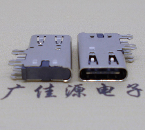 鄂州侧插USB3.1接头座子.90度type-c母座.6p侧插连接器